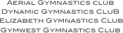 Aerial Gymnastics club
Dynamic Gymnastics CluB
 Elizabeth Gymnastics Club 
Gymwest Gymnastics Club  